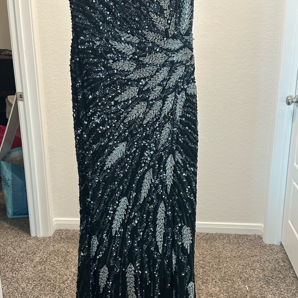Elegant Black and Silver Sequin Gown